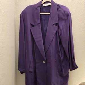 Anne Klein 2 100% Silk Purple Blazer Size Medium
